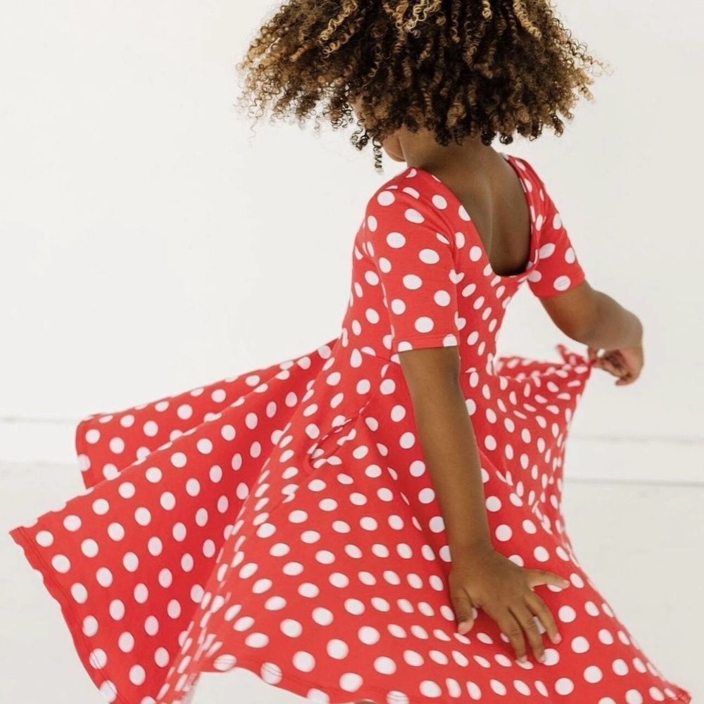 Remie Girl Minnie Mouse Red Polka Dot Twirl Dress Sz 7